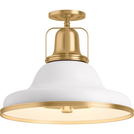 A large image of the Kohler Lighting 32294-SF03 32294-SF03 in White / Brushed Modern Brass - Light On