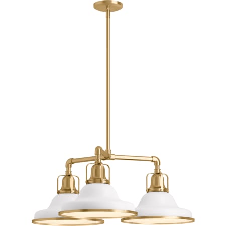 A large image of the Kohler Lighting 32293-CH03 32293-CH03 in White / Brushed Modern Brass - Light On
