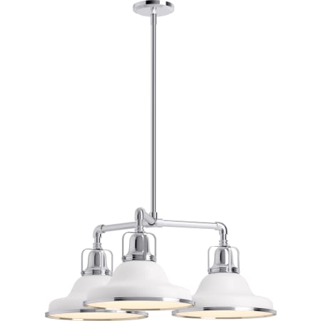 A large image of the Kohler Lighting 32293-CH03 32293-CH03 in White / Polished Chrome - Light On