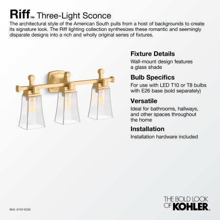 A large image of the Kohler Lighting 31757-SC03 Alternate Image