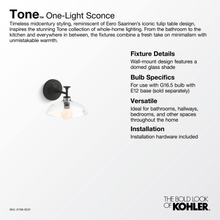 A large image of the Kohler Lighting 31768-SC01 Alternate Image