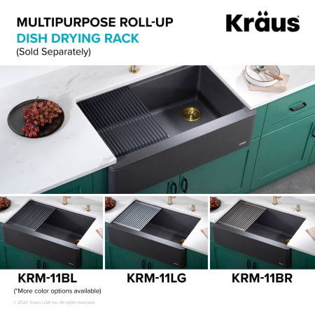 KRAUS Multipurpose Workstation Sink Roll-Up Dish Drying Rack in Black 