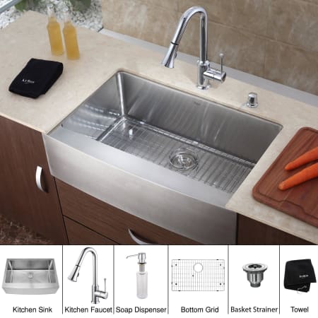 Kraus Khf200 36 Kpf1650 Ksd30ch Chrome Kitchen Combo 35 7 8 A Large Image Of The Kraus Khf200 36 Kpf1650 Ksd30 Chrome