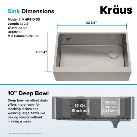 A large image of the Kraus KHF410-33 Dimensions