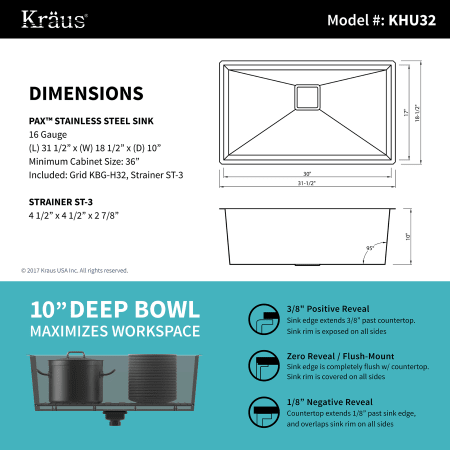 A large image of the Kraus KHU32-2610-41 Kraus-KHU32-2610-41-Dimensional View