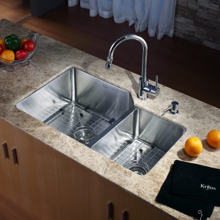 Kraus KPF-1622-KSD-30SN Satin Nickel Pullout Stream Kitchen Faucet with ...