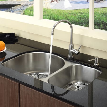 Kraus KPF-2160-SD20 Stainless Steel Classic Kitchen Faucet with Soap ...