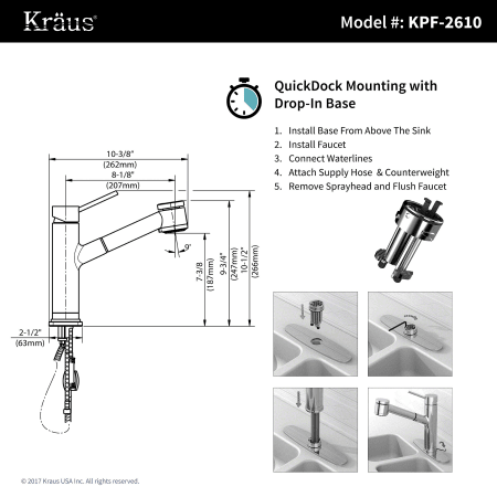 A large image of the Kraus KPF-2610 Kraus-KPF-2610-QuickDock Mounting with Line Drawing