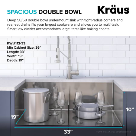 Kraus Kwu112 33 Stainless Steel Kore 33 Quot Undermount Double