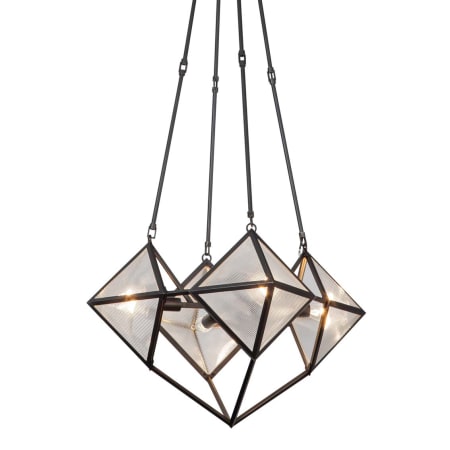 A large image of the Kuzco Lighting CH332421 Urban Bronze / Clear Ribbed Glass