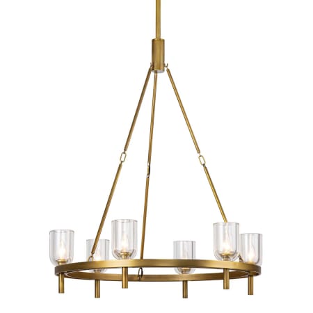 A large image of the Kuzco Lighting CH338632 Vintage Brass / Clear Crystal