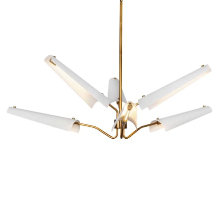 A large image of the Kuzco Lighting CH347646 Matte White / Vintage Brass
