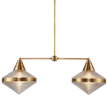 A large image of the Kuzco Lighting LP348241 Vintage Brass / Clear Prismatic Glass