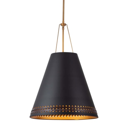 A large image of the Kuzco Lighting PD342020 Matte Black / Hazelnut Leather