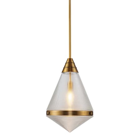 A large image of the Kuzco Lighting PD348022 Vintage Brass / Clear Prismatic Glass