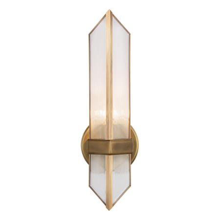 A large image of the Kuzco Lighting WV332904 Vintage Brass / Clear Ribbed Glass