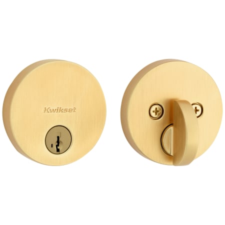 A large image of the Kwikset 258RDT-S Satin Brass