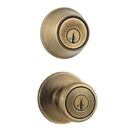 A large image of the Kwikset 690TS Antique Brass