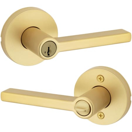 A large image of the Kwikset 740HFLRDT-S Satin Brass