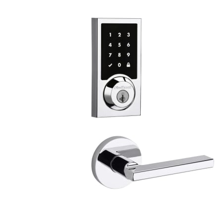 A large image of the Kwikset 154HFLRDT-916CNTZW-S Polished Chrome