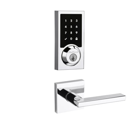 A large image of the Kwikset 154HFLSQT-916CNTZW-S Polished Chrome