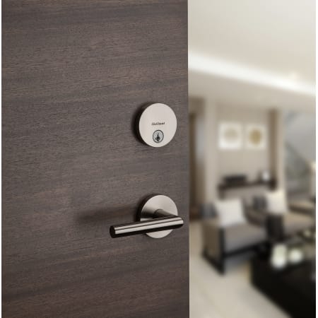 A large image of the Kwikset 154MIL Milan Lever with Uptown Low Profile Deadbolt
