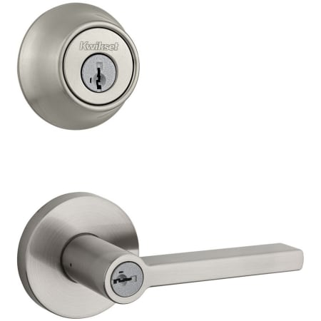 A large image of the Kwikset 156HFLRDT-660-S Satin Nickel