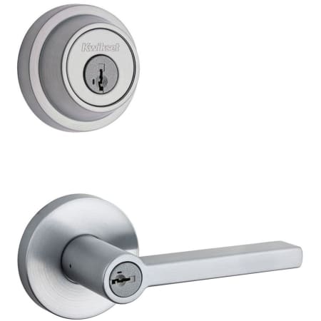 A large image of the Kwikset 156HFLRDT-660CRR-S Satin Chrome