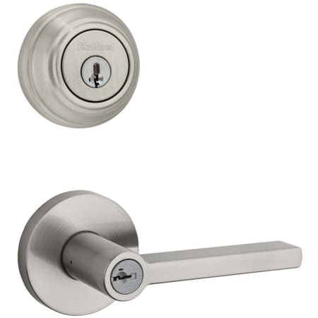 A large image of the Kwikset 156HFLRDT-980-S Satin Nickel