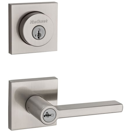 A large image of the Kwikset 156HFLSQT-158SQT-S Satin Nickel