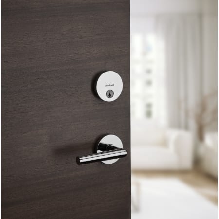 A large image of the Kwikset 156MIL-SMT Milan Lever with Uptown Low Profile Deadbolt