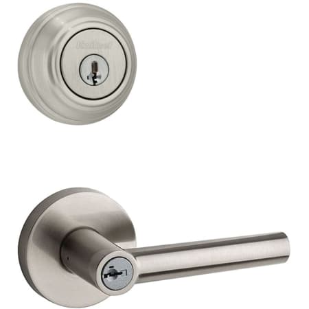 A large image of the Kwikset 156MILRDT-980-S Satin Nickel