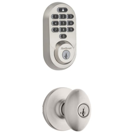 A large image of the Kwikset 400AO-938WIFIKYPD-S Satin Nickel