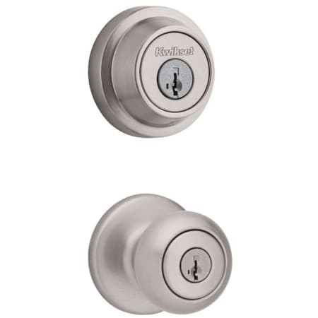 A large image of the Kwikset 400CV-660RDT-S Satin Nickel