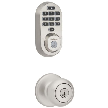 A large image of the Kwikset 400CV-938WIFIKYPD-S Satin Nickel