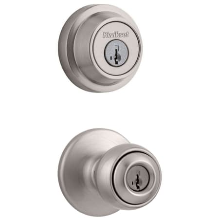 A large image of the Kwikset 400P-660RDT-S Satin Nickel