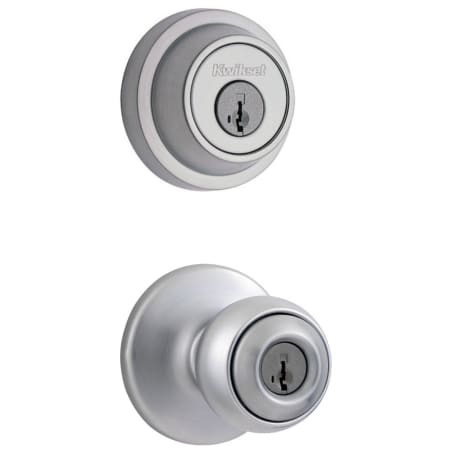 A large image of the Kwikset 400P-660RDT-S Satin Chrome