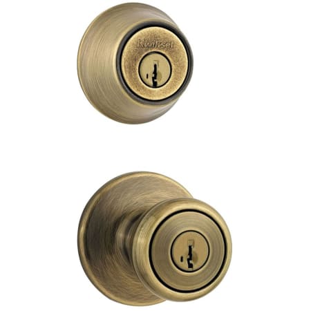 A large image of the Kwikset 400T-660-S Antique Brass