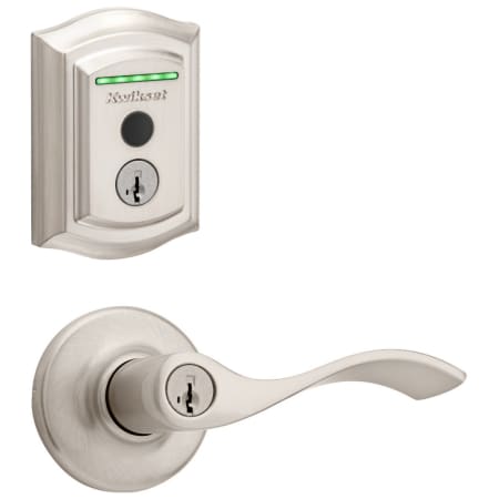 A large image of the Kwikset 405BL-959TRLFPRT-S Satin Nickel