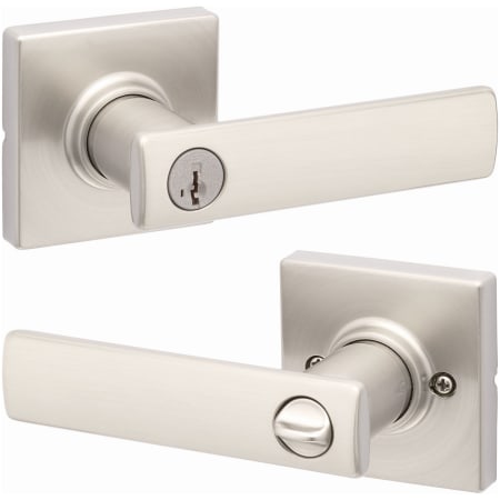 A large image of the Kwikset 405BRNLSQT-S Satin Nickel