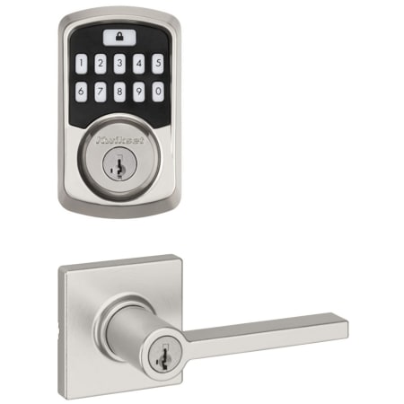 A large image of the Kwikset 405CSLSQT-942BLE-S Satin Nickel