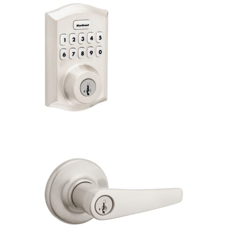 A large image of the Kwikset 405DL-620TRLZW700-S Satin Nickel