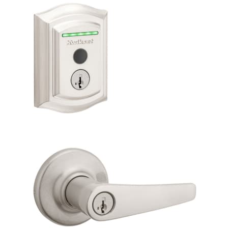 A large image of the Kwikset 405DL-959TRLFPRT-S Satin Nickel