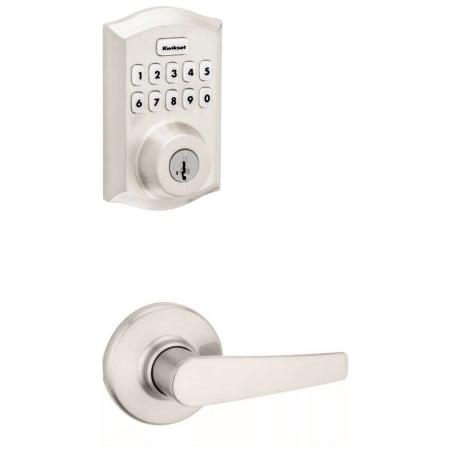 A large image of the Kwikset 420DL-620TRLZW700-S Satin Nickel