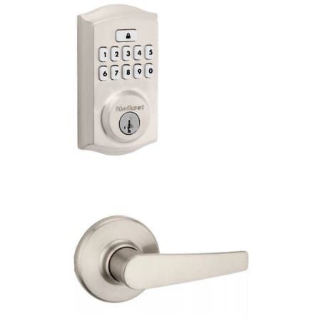 A large image of the Kwikset 420DL-9260TRL-S Satin Nickel