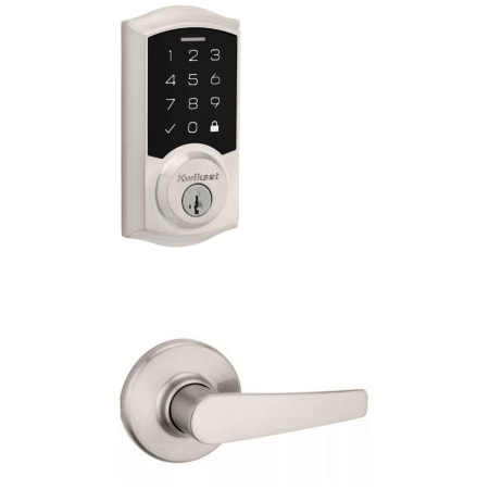 A large image of the Kwikset 420DL-9270TRL-S Satin Nickel