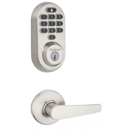 A large image of the Kwikset 420DL-938WIFIKYPD-S Satin Nickel
