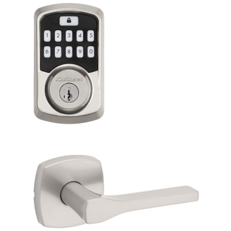 A large image of the Kwikset 720TPLMDT-942BLE-S Satin Nickel
