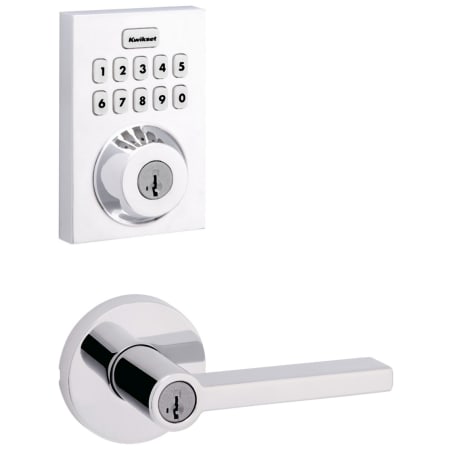 A large image of the Kwikset 740HFLRDT-620CNTZW700-S Polished Chrome