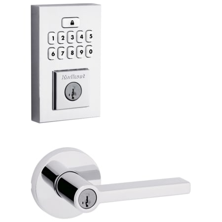 A large image of the Kwikset 740HFLRDT-9260CNT-S Polished Chrome